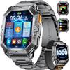 LIGE Militare Smartwatch Uomo Chiamate Bluetooth, Notifiche Messaggi, 2,13''AMOLED Display Orologio Fitness,100 Modalità Sportive, Bussola/Barometro/Altimetro, Smartwatch per Android iOS, Nero