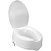 AnteaMED Rialzo WC, AlzaWater Anatomico con Sistema di Fissaggio Laterale (Con coperchio, Altezza 14cm)