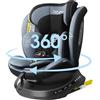 Reecle I-Size 360 Girevole Seggiolino Auto con ISOFIX, 40-150cm(Gruppo 0 + 1/2/3, 0-36 kg), ca. 0-12 anni (I-Size, Nero)