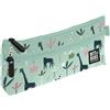 Grafoplás - Astuccio scuola piatto, collezione Jungle, design pop up Bits & Bobs, 2 tasche, 23 x 10 cm, scomparti con cerniera, manici facili da aprire, materiale scolastico, verde, 23 x 10 x 4 cm