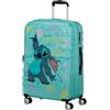 American Tourister Wavebreaker Disney - Valigia per bambini Stitch Flower, misura media, 67 cm, custodia rigida con 4 ruote, chiusura TSA, 64 L