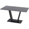 HOMCOM Tavolo da Pranzo Moderno con Piano Effetto Marmo e Base in Acciaio, per 4-6 persone, 140x80x76 cm, Nero