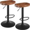 WOLTU Sgabelli da Cucina Set di 2, Sgabelli da Bar per Colazione in Legno Massiccio, Sgabelli da Bar a Sella, Altezza Regolabile, Sgabelli Girevoli a 360° con Poggiapiedi, Marrone Rustico, BH413vbn-2