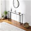 [en.casa] Tavolo a Consolle con Piano Rettangolare in Vetro Temperato Consolle Salvaspazio con Telaio in Acciaio Nero per Soggiorno Corridoio Ingresso 120x25x73 cm