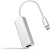 PRENDELUZ Convertitore da USB-C a Gigabit Ethernet da 15 cm, colore argento, ideale per il collegamento di rete veloce su dispositivi compatibili.