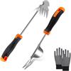 Jiahuade 2 Pezzi Estirpatore Erbacce Manuale,Sarchiatore per Erbacce in Acciaio Inox,Estirpatore Erbacce Manuale con Manico in Gomma,Giardinaggio Attrezzi Inox per Rimuovere Le Erbacce dal Giardino