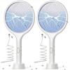 YISSVIC Racchetta Zanzare Elettrica 4000 V, 1500 mAh, USB Ricaricabile con LED 2 in 1, Rete di Protezione a 3 Strati, Adatta per Casa Giardino Campeggio Interni ed Esterni, Bianco, 2 Pezzi