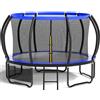 Flamaker Trampolino da giardino per bambini, diametro 366/427 cm, con rete, ancoraggio a terra, struttura stabile, resistente alle intemperie e antiruggine, trampolino da esterno per bambini e adulti.