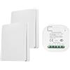 DEWIN Interruttore Wireless,16A 100-240V Interruttore Wifi Interruttore Intelligente Wireless Interruttore Senza Fili RF 433MHz Con Controllo Vocale Google Home Alexa(con 2 Interruttori)