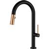 PHASAT Rubinetti Lavello Cucina Nero Girevole a 360 ° 2 Funzioni Rubinetto per Cucina con Estraibile Miscelatore da Lavello Ottone KB01E
