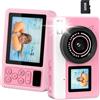MOREXIMI Fotocamera digitale 4K impermeabile, fotocamera per fotografia, fotocamera subacquea da 3 m con doppio schermo, zoom digitale 18x, scheda TF da 32 GB, fotocamera selfie per adolescenti, principianti