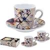 DRW Set 2 Mugs con piatto in porcellana Kandiski Tazza: 6 x 6 cm