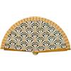 DRW Ventaglio in Legno Decorato con Palme, Giallo, Medidas: 42 cm