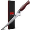 SHAN ZU Coltello per Sfilettare 18 cm, Coltello Affilato per Disossare il Pesce per Carne in Acciaio Giapponese 10Cr15Mov, Coltello da Cucina con Manico Ergonomico in Legno di Pakka