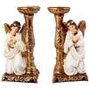 DRW Set 2 candelabri angeliti in resina dipinti a mano 9 x 6 x 20 cm