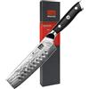 SHAN ZU Coltello da Cucina Nakiri, Coltello da Cucina Damasco, Coltello Giapponese 16,5 cm, Coltello da Chef in Acciaio Damasco 67 Strati, Manico G10