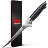 SHAN ZU Coltello per Sfilettare Pesce in Acciaio a Polvere, Professionale Coltello da Cucina Giapponese per Disossare 18 cm ad Alto Tenore di Carbonio Coltelli Pesce con Maniglia Full Tang Pakkawood