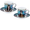 DRW Set 2 Mugs con piatto in porcellana Catrinas Tazza: 6 x 6 cm