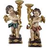 DRW Set 2 candelabri angioletti in resina dipinti a mano 10 x 10 x 25 cm