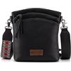 Montana West Borse a tracolla da donna, multi tasca, borsa a tracolla con tracolla per chitarra, Nero classico.