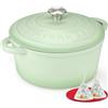 Overmont Casseruola in Ghisa Smaltata - Antiaderente Forno Olandese con Coperchio - Ø26 cm Rotonda Cocotte per Adatto a Piani di Cottura e Forni a Induzione - Verde rigoglioso