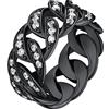 FindChic Anello Uomo Nero con Zirconia Cubica Placcato Nero Larghezza 10mm Anello Catena Uomo Taglia 27,5 Anello Nero Uomo Brilantini Confezione Regalo