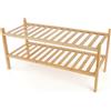 BAM BOO BOX Bambù Scarpiera - 2 Livelli Scarpiera Ingresso - 68 x 28 x 32 cm - Porta Scarpe Salvaspazio - Scarpiera da Esterno - Porta Scarpe - Panca Scarpiera da Ingresso (Naturale)