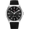 Tommy Hilfiger Orologio con Movimento al Quarzo a Tre Lancette da Uomo con Cinturino in Pelle Nero - 1710668