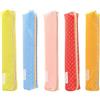 YSJCHEBS Mini Astuccio Da 5 Pezzi, Color Caramello, A Pois, Lungo Con Cerniera, Custodia Per Cancelleria, In Tela Per Bambini