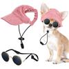 Jadive Cappello da Baseball per Cani con Fori per le Orecchie Occhiali da Sole per Gatti Cani con Silicone Antiscivolo Cappello Parasole Regolabile per Cuccioli(Rosa,Medio)