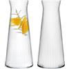 KONZEPT Caraffa per acqua, set da 2 pezzi, caraffa in vetro, 1 litro, scanalata, caraffa in vetro senza coperchio