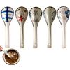 Hachera Set Di 5 Cucchiaio Per Zuppa Giapponese,Cucchiaini Ceramica, Cucchiai Da Ramen, Cucchiai Da Minestra Cinesi, Cinese Cucchiai Da Zuppa, Creativo Stoviglie Cucina Per Wonton Pasta Caffè