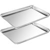 Wildone Set di 2 teglie da forno antiaderenti in acciaio inossidabile di alta qualità, resistenti fogli per biscotti per cuocere e servire, 43,9 x 30,5 x 2,5 cm, lavabili in lavastoviglie e facili da pulire