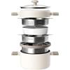 RIOVARM Induzione Set di pentole e padelle con coperchio Antiaderente Set di pentole con rivestimento in ceramica Pentola con vaporiera in acciaio inossidabile 24 cm Casseruola con inserto scolapasta