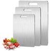 Jenmayt Tagliere Acciaio Inox Alimentare 304,Taglieri a Doppia Faccia Antibatterici | Set 3 Pezzi Tagliere Cucina Lavabile in Lavastoviglie,per Carne, Frutta, Verdura, Impasto (39x28+29x20+25x15cm)