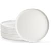 MALACASA Set di 6 Rotondi Piatti Piani, 26CM Grandi Piatto Piano Bianchi in Porcellana per Insalata, Pasta, Pizza, Panino, Dessert, Ristorante - Serie LEAH