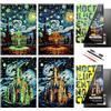SiYear Scratch Paper Art, pittura a gratti, città famosa in tutto il mondo, fai da te, con vista notturna, per adulti, con 4 strumenti, dimensioni 29,9 x 40,6 cm (castello + parco divertimenti)