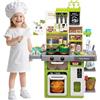 YIBEBE Cucina Giocattolo per Bambini: Fornello con Lavandino ad Acqua, Luce e Suono a Vapore - Gioco di Ruolo da Chef in Miniatura - Regalo per Bambini Bambine Piccoli (Green)