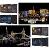 SiYear Scratch Art Paper Rainbow Sketch Sketch, City Series Night Scene, Scratch Painting Creative Gift, Scratchboard for Adult And Kids with 4 Tools '' (Las Vegas + Tower Bridge)