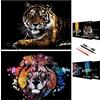 SiYear Scratch Painting Art Paper, Scratchboard Serie di Animali per Bambini e Adulti, Kit per Regali e Arti con 4 Strumenti, Dimensioni: 16''x11'' (Tigre e Leone)