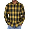 COOFANDY Camicia da uomo a quadri, a maniche lunghe, per il tempo libero, con bottoni, da uomo, vestibilità normale, con tasche, giallo/nero, XL