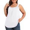 TIANZHU Gilet da donna taglie forti estate traspirante vestibilità ampia senza maniche top in pizzo dettaglio floreale casual canotta camicetta XL-4XL, bianco, XL