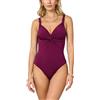 Goldenpoint Donna Costume da Bagno Bridge - Costume Intero con Scollo a V e Spalline Regolabili in Microfibra Tinta Unita Taglia 4B Colore Viola Scuro