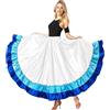 Baisdan Gonna da Donna per Danza del Ventre - Gonne Multistrato con Volant in Raso per Flamenco Spagnolo, Danza del Toro Spettacolo Bianco Blu Blu