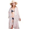 Shmily Girl Cotone ricamato floreale Kimono spiaggia donna sciolto caftano boho beach bikini cover up lungo shawl da donna, bianco, Taglia unica