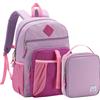 VASCHY Zaino Bambina con Borsa Termica,Zaino Scuola Elementare Zaino Asilo Bambino Zaini Scuola Bambini Zainetto Ragazza con Fascia Toracica 3-8 Anni Viola Rosa