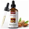 SAMAR Olio di mandorle - Qualità Premium 100% puro olio di mandorle dolci certificato, biologico. Ideale per la crescita naturale dei capelli, idratante viso, struccante e per il massaggio del corpo 100ml