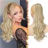 BARSDAR Coda Cavallo Extensions con Coulisse, 50cm Ondulati Pettine Clip in Coda di Cavallo Capelli Extension per Donne Sintetici Posticci Finta Capell Ponytail - Biondo Cenere Chiaro Highlight