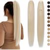 Silk-co Extension Capelli Veri Coda di Cavallo con Pinza #60 Biondo Platino 100% Remy Human Hair Ponytail Extension Coda 40 cm