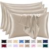 lazzaro home feel the difference Lazzaro - Confezione da 4 federe in raso di seta, ipoallergeniche, per capelli e pelle, con chiusura a busta, ultra morbide, dimensioni standard, colore: tortora (50 x 75 cm)